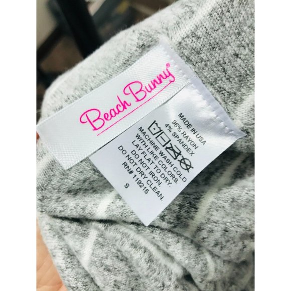 BEACH BUNNY Swimwear Peyton Bodysuit‎ Grey Cheeky Bow Keyhole, S NWT - Picture 12 of 12